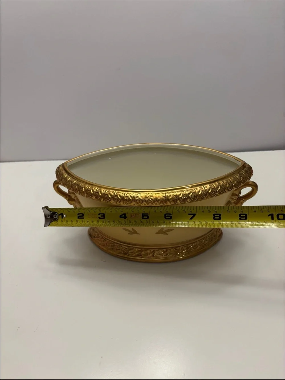 Vintage Paris royal yellow and golden color planter/vase decor